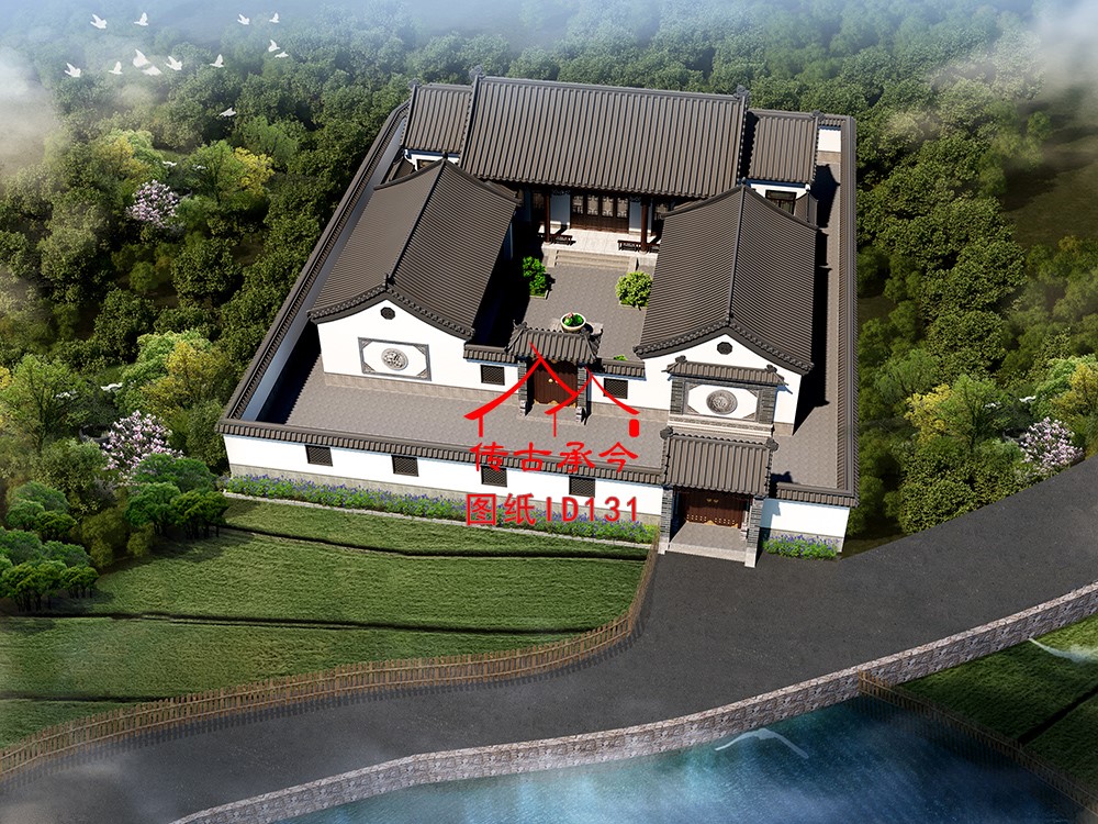 编号131：一进一层自建合院全套施工图纸设计图纸