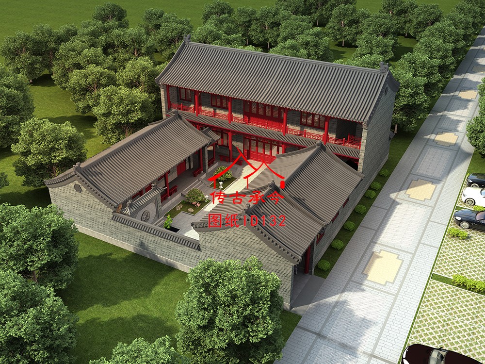 编号132：二层一进合院全套施工图纸