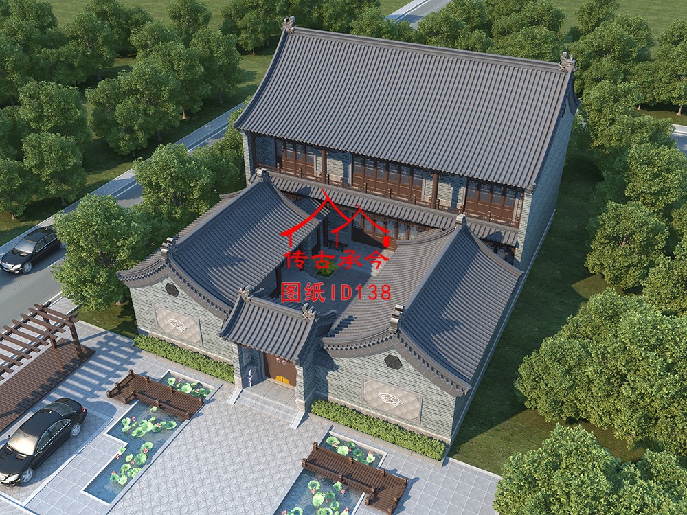 编号138：二层三合院全套施工图纸